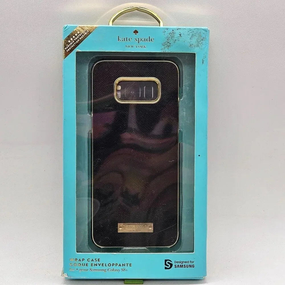 Kate Spade New York Phone Case Samsung Galaxy S8+ Black Wrap Faux Leather